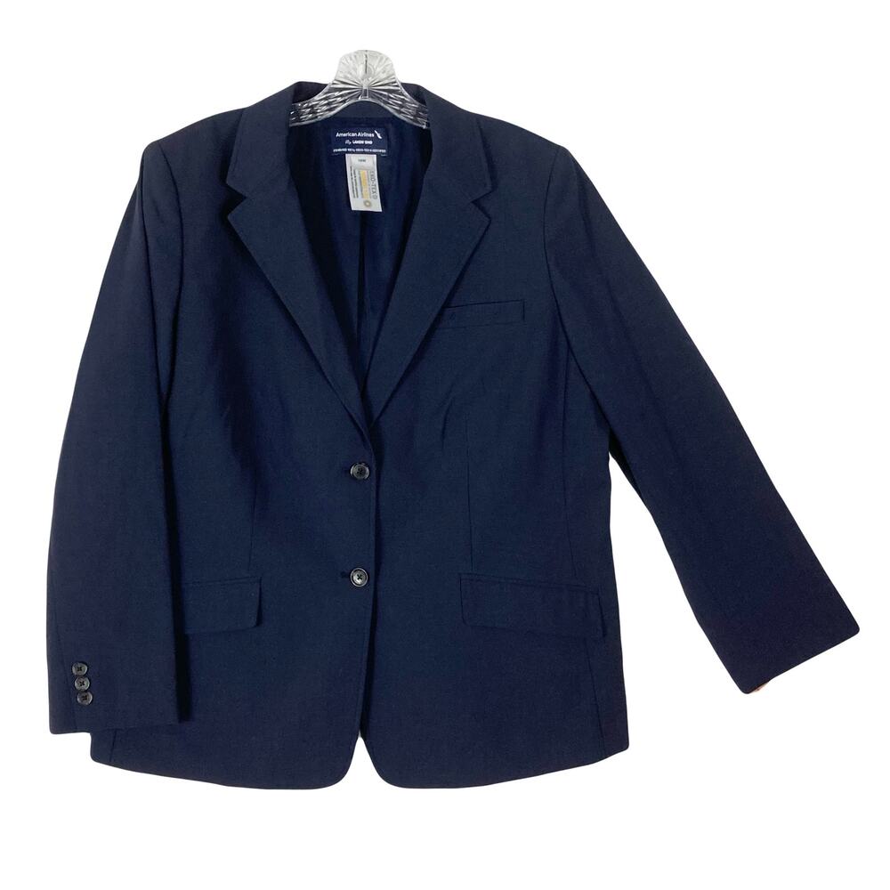 NWOT AMERICAN AIRLINES X LANDS END Blazer 16W Navy Wool 2 Button Single Breasted